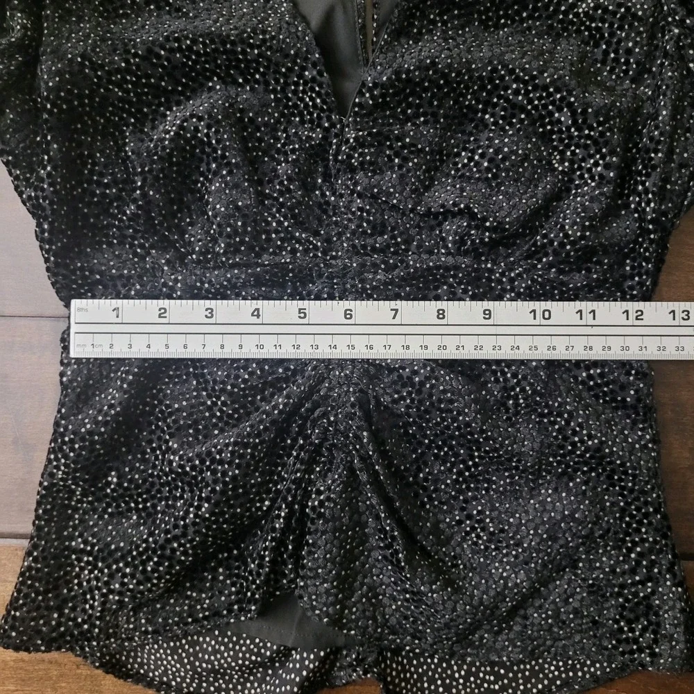 ASTR XS The Label Florence Black Velvet Top Ruched Puff Sleeves Whimsigoth